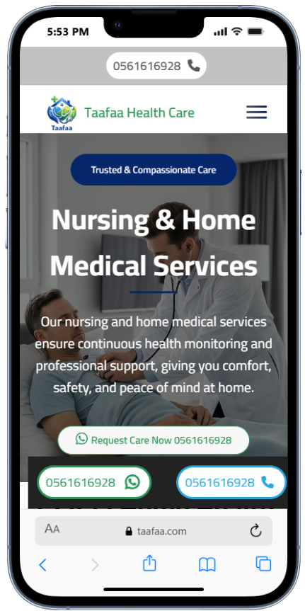 عرض موبايل موقع مركز تعافي للعلاج الطبيعي واعادة التاهيل